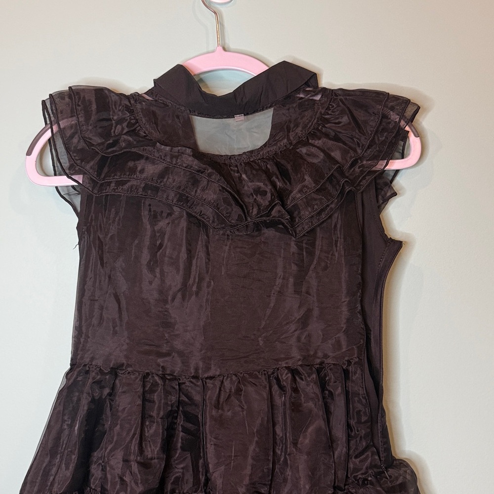 Wednesday Adams Costume Dress Elegant Black Ruffled Dress girls size 9/10 - Picture 5 of 6